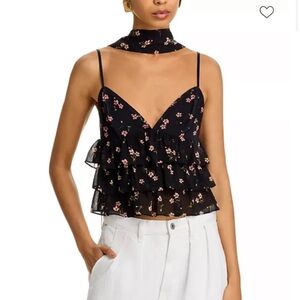AFRM Gisela Tiered Black Ruffle Top